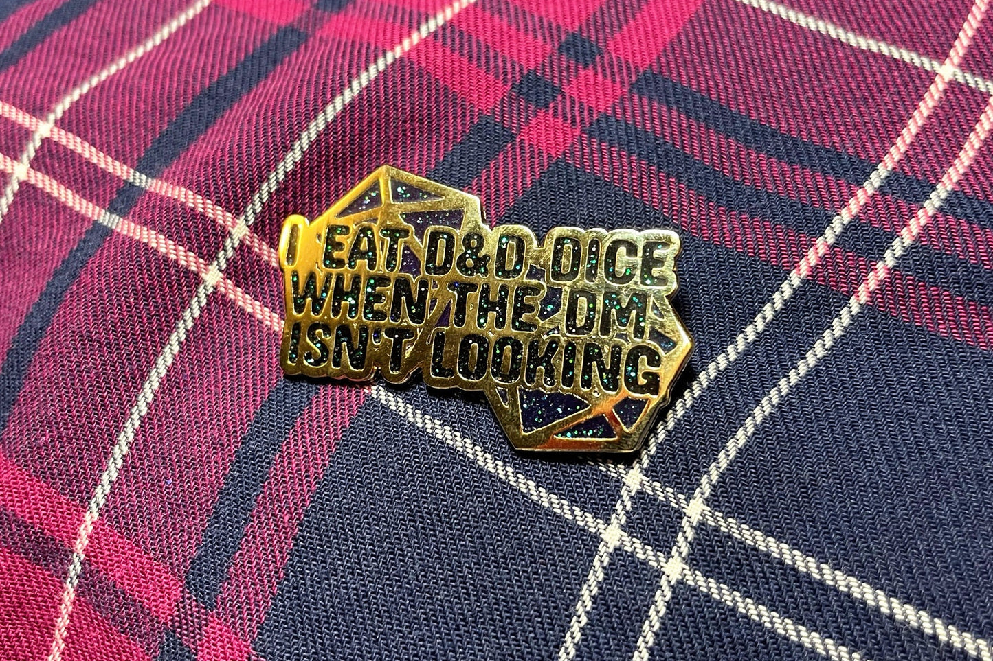 Dnd Dice Eater Glitter Enamel Pin (Rainbow)