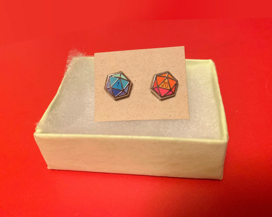 Dnd Dice Enamel Stud Earrings