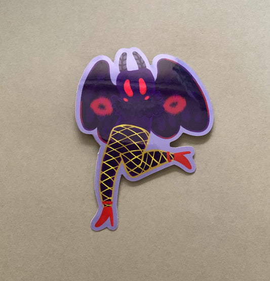 Mothman in Fishnets Vinyl Sticker