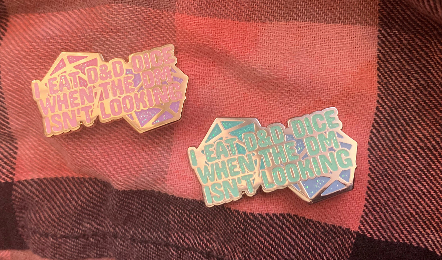 Dnd Dice Eater Glitter Enamel Pin