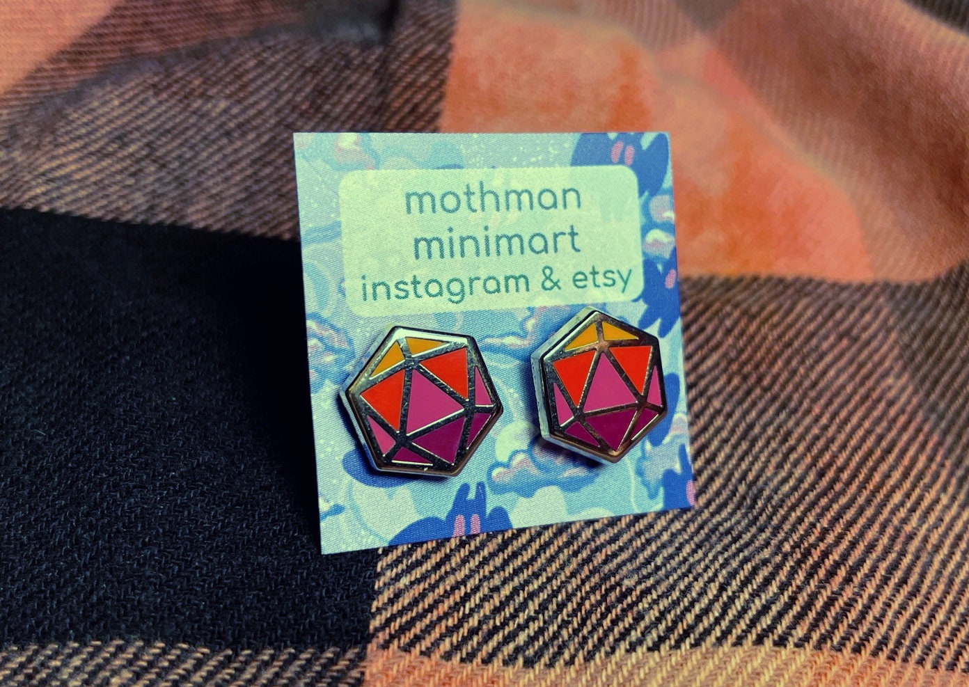 Large Dnd Dice Enamel Stud Earrings