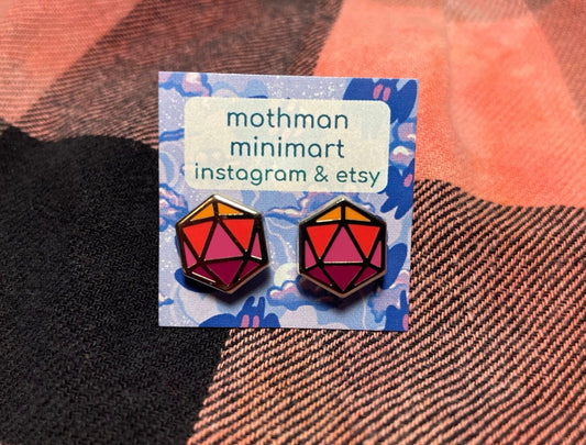 Large Dnd Dice Enamel Stud Earrings