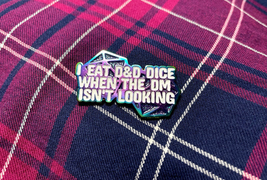 Dnd Dice Eater Glitter Enamel Pin (Rainbow)